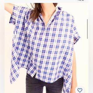 Madewell extra small open back blue and white checkered blouse Small